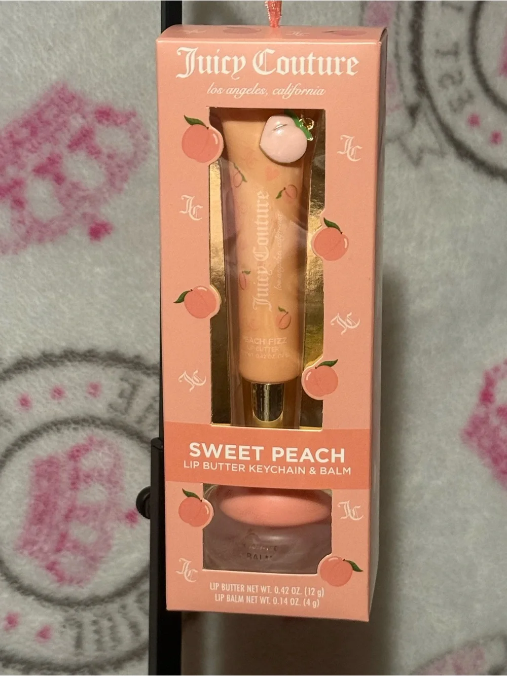 Juicy Couture Sweet Peach Lip Butter Keychain & Balm - Peach